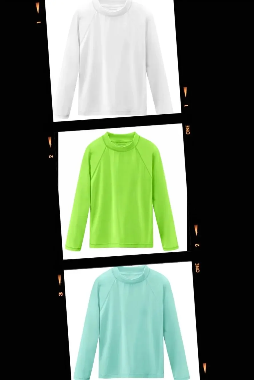 Kids 3 Rash Guard Swim Shirts Long Sleeve Swimwear Toddler Sun Protection XXS